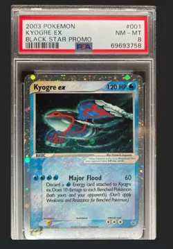 2003 POKEMON BLACK STAR PROMO #001 KYOGRE EX PSA 8 - Image 1