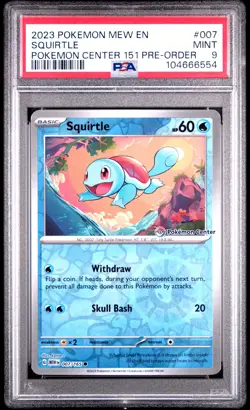 2023 POKEMON MEW EN-151 POKEMON CENTER 151 PRE-ORDER PROMO #007 SQUIRTLE PSA 9 - Image 1