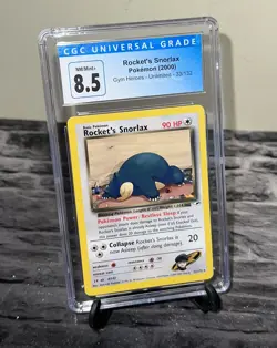 CGC 8.5 NM/MINT+ Rocket's Snorlax Gym Heroes 1st Edition Rare Pokemon 33/132 - Image 1