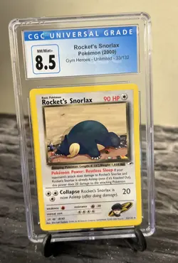 CGC 8.5 NM/MINT+ Rocket's Snorlax Gym Heroes 1st Edition Rare Pokemon 33/132 - Image 2