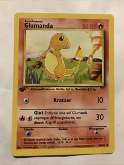 Pokemon TCG Charmander GLUMANDA Base Set 46/102 Regular 1st Edition GERMAN - Image 1