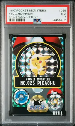 Pokemon Sealdass Japanese PSA 7 Pikachu Prism 025 Pocket Monsters 1997 - Image 1