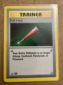 Pokemon TCG Full Heal Base Set 82/103 1st Edition Never Played Near Mint - Image 1