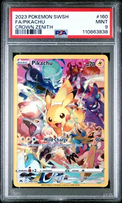 2023 POKEMON SWORD & SHIELD CROWN ZENITH #160 FULL ART/PIKACHU PSA 9 - Image 1