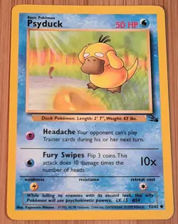 Psyduck # 53/62 Common Fossil von 2000 Pokemon Englisch Near Mint Vintage - Image 1