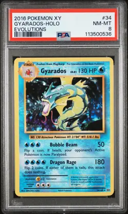 2016 POKEMON XY EVOLUTIONS #34 GYARADOS-HOLO PSA 8 - Image 1