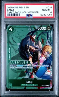 One Piece 2025 EB01-014 Sanji Pre-Release Winner Promo Card PSA 10 - Image 1