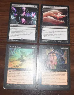 4x Rare Black Enchantment MTG Rares Dauthi Embrace, Demonic Pact, Sanguine Bond - Image 2