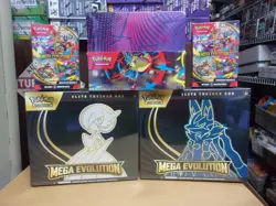 POKEMON MEGA EVOLUTION MINI TIN DISPLAY BOX + (2) BUNDLE + (2) ETB BOX LOT - Image 1