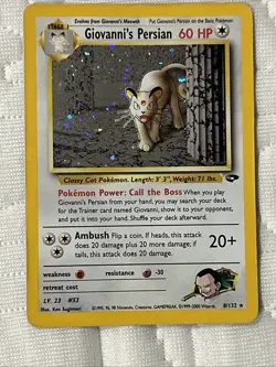 Giovanni's Persian 8/132 Gym Challenge Holo Pokemon Card WOTC Vintage - Image 1