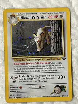 Giovanni's Persian 8/132 Gym Challenge Holo Pokemon Card WOTC Vintage - Image 2