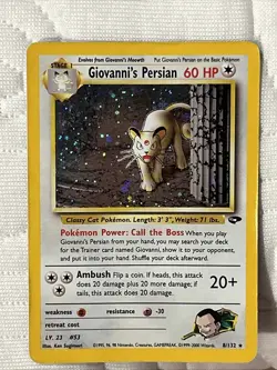 Giovanni's Persian 8/132 Gym Challenge Holo Pokemon Card WOTC Vintage - Image 3