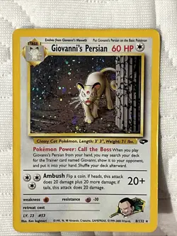 Giovanni's Persian 8/132 Gym Challenge Holo Pokemon Card WOTC Vintage - Image 4
