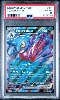 2023 POKEMON SVI EN-SCARLET & VIOLET #131 TOXICROAK EX PSA 10 - Image 1