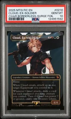 PSA 10 Borderless-Surge Foil Cloud Ex-SOLDIER MTG FIC 0210 Final Fantasy - Image 1