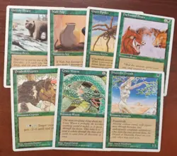 7 GREEN Alternate 4th Edition Lot ~mtg Craw Wurm Pradesh Grizzly Bears Spider - Image 1