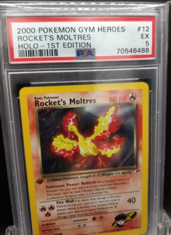 2000 Pokemon 1st Edition Gym Heroes Rocket Moltres Holo WOTC _ PSA 5 - Image 2