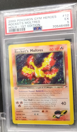 2000 Pokemon 1st Edition Gym Heroes Rocket Moltres Holo WOTC _ PSA 5 - Image 3