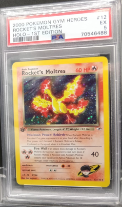 2000 Pokemon 1st Edition Gym Heroes Rocket Moltres Holo WOTC _ PSA 5 - Image 4