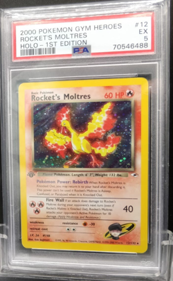 2000 Pokemon 1st Edition Gym Heroes Rocket Moltres Holo WOTC _ PSA 5 - Image 5