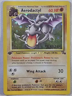 1999 Pokemon Fossil 1st Edition Rare Prerelease - Aerodactyl #1/62 - LP - Image 1