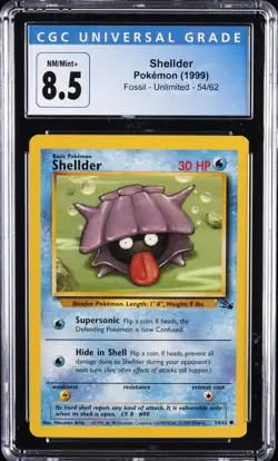 1999 POKEMON FOSSIL - UNLIMITED #54/62 SHELLDER CGC 8.5 - Image 1