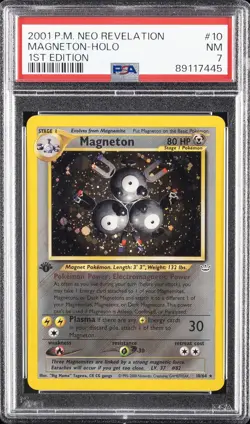 2001 POKEMON NEO REVELATION 1ST ED #10 MAGNETON-HOLO PSA 7 - Image 1