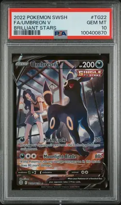 2022 POKEMON SWORD & SHIELD BRILLIANT STARS #TG22 FULL ART/UMBREON V PSA 10 - Image 1