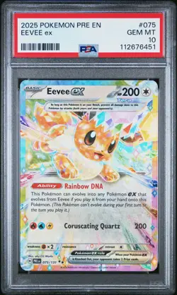 2025 POKEMON PRE EN-PRISMATIC EVOLUTIONS #075 EEVEE EX PSA 10 - Image 1