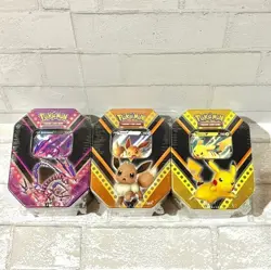 Pokemon V Powers Tin Set of 3 Eternatus, Pikachu, Eevee - 12 Total Packs! SEALED - Image 1