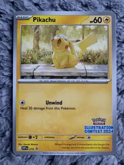 Pikachu - 214 2024 Pokemon Illustration Contest Black Star Promo Card Stamped NM - Image 1