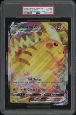 2023 POKEMON SWSH BLACK STAR PROMO #286 FULL ART/PIKACHU VMAX PSA 10 - Image 1