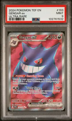 2024 POKEMON TEF EN-TEMPORAL FORCES ULTRA RARE #193 GENGAR EX PSA 9 - Image 1