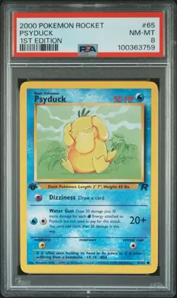2000 Pokemon Team Rocket Psyduck 1st Edition #65 PSA 8 NM-MT - Image 1