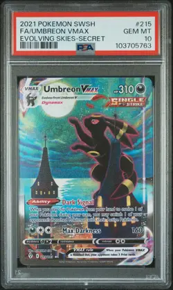2021 POKEMON SWORD & SHIELD EVOLVING SKIES SECRET FULL ART/UMBREON VMAX PSA 10 - Image 1