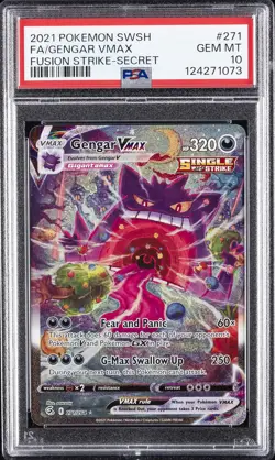 2021 POKEMON SWORD & SHIELD FUSION STRIKE SECRET FULL ART/GENGAR VMAX PSA 10 - Image 1