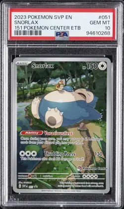 2023 POKEMON 151 POKEMON CENTER ELITE TRAINER BOX PROMO SVP #051 SNORLAX PSA 10 - Image 1