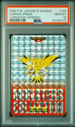 1996 Pokemon Carddass Zapdos - Prism Japanese Bandai #145 PSA 10 Gem Mint - Image 1