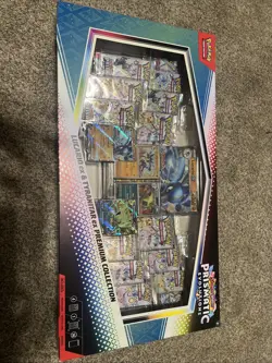 PRISMATIC EVOLUTIONS Lucario EX and Tyranitar EX Premium Collection In Hand!! - Image 1