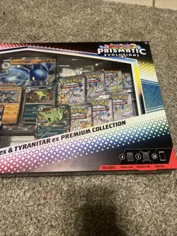 PRISMATIC EVOLUTIONS Lucario EX and Tyranitar EX Premium Collection In Hand!! - Image 3