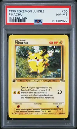 1999 POKEMON JUNGLE 1ST ED #60 PIKACHU PSA 8 - Image 1