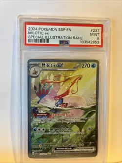 2024 POKEMON SSP EN-SURGING SPARKS SPECIAL ILLUSTRATION RARE MILOTIC EX PSA 9 - Image 1