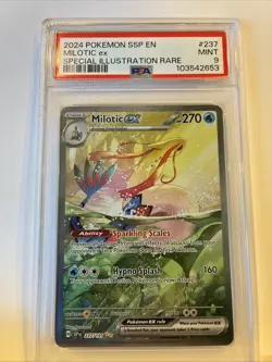 2024 POKEMON SSP EN-SURGING SPARKS SPECIAL ILLUSTRATION RARE MILOTIC EX PSA 9 - Image 2