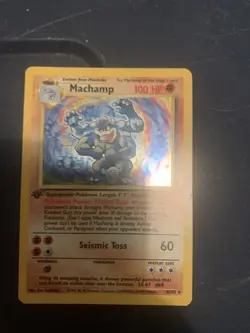 L 1st Edition Machamp Holo Rare Pokemon Card Base Set 8/102 Mint - Image 1