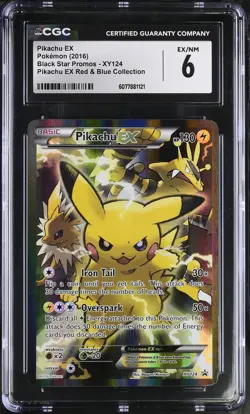 CGC 6 Pikachu EX 2016 Black Star Promos XY124 Pokemon Card - Image 1
