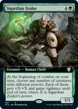 Sigardian Zealot - Extended Art Light Play, English Magic the Gathering MTG Comm - Image 1
