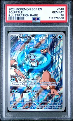 2024 POKEMON SCR EN-STELLAR CROWN ILLUSTRATION RARE #148 SQUIRTLE PSA 10 - Image 1