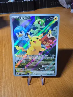 Pikachu 027 SVP Pokemon Center Stamp Stamped Paldea Promo Pokemon Card - Image 1