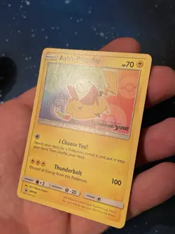 1x 2017 Pokemon ASH‘S PIKACHU I CHOOSE YOU! STAMP SM108 BLACK STAR PROMO Near Mi - Image 2
