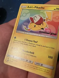 1x 2017 Pokemon ASH‘S PIKACHU I CHOOSE YOU! STAMP SM108 BLACK STAR PROMO Near Mi - Image 3